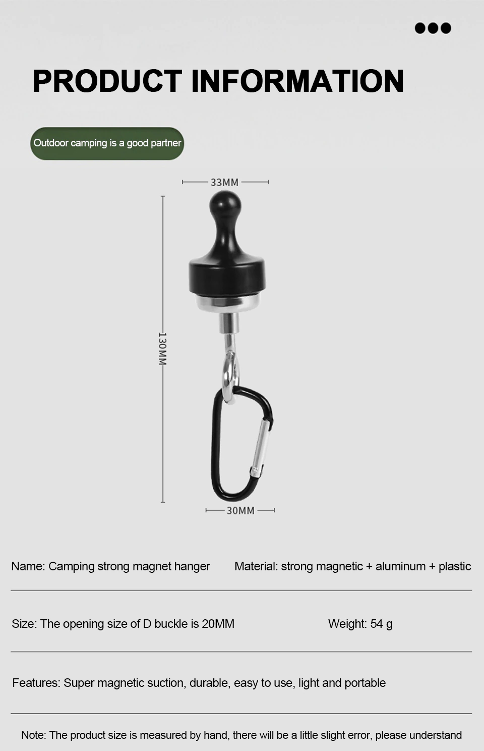 Cheap Goat Tents Camping Magnetic Hook Multifunction Outdoor Tent Canopy Carabiner Magnet Hanger Buckle Fishing Lantern Holder Hanger Hook Tools   